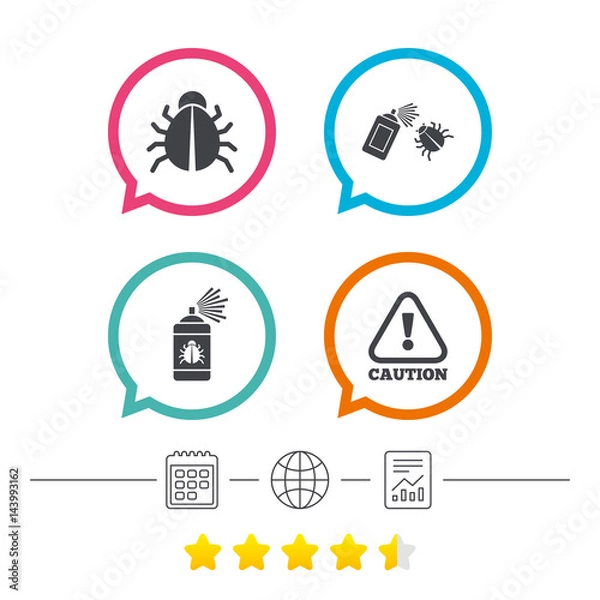 Fototapeta Bug disinfection signs. Caution attention icon.