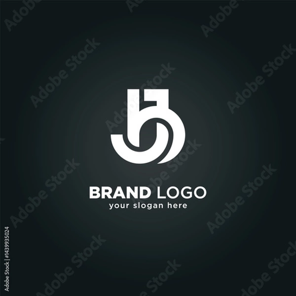 Obraz Modern Letter J and B Monogram Logo with Black Background.