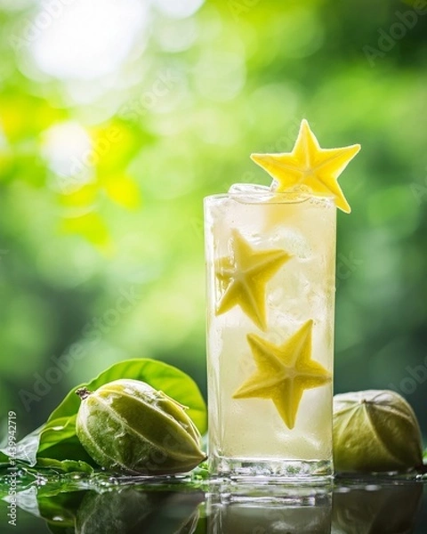 Obraz Refreshing Star Fruit Iced Drink in a Glass