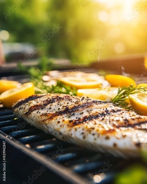 Obraz Seabass grilled over open flame