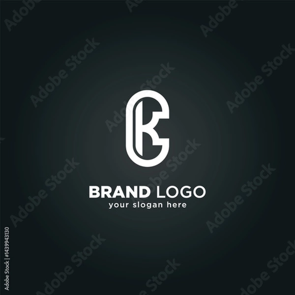 Fototapeta Alphabet Letter C and K Monogram Logo with Black Background.