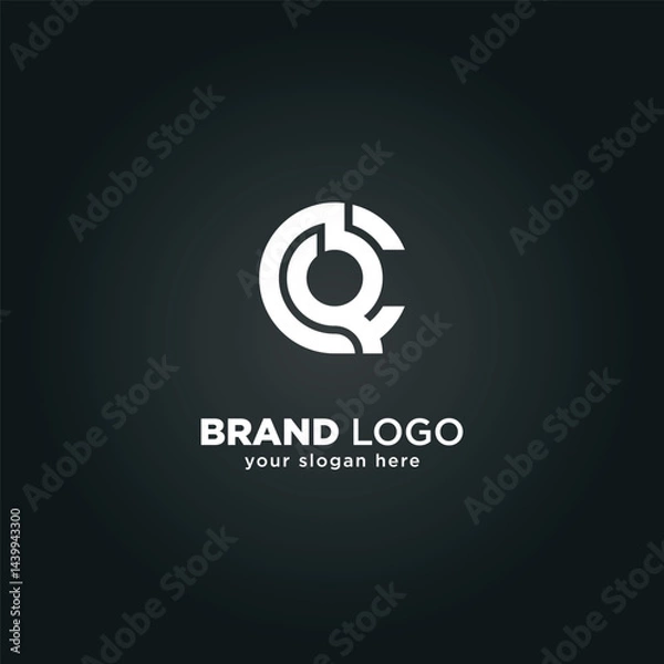 Fototapeta Alphabet Letter C and Q Monogram Logo with Black Background.