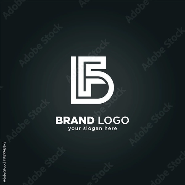 Fototapeta Alphabet Letter F and B Monogram Logo with Black Background.