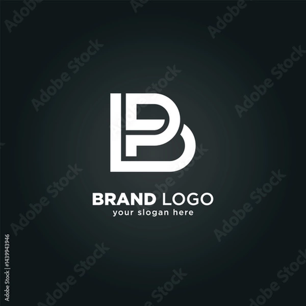 Fototapeta Alphabet Letter P and B Monogram Logo with Black Background.
