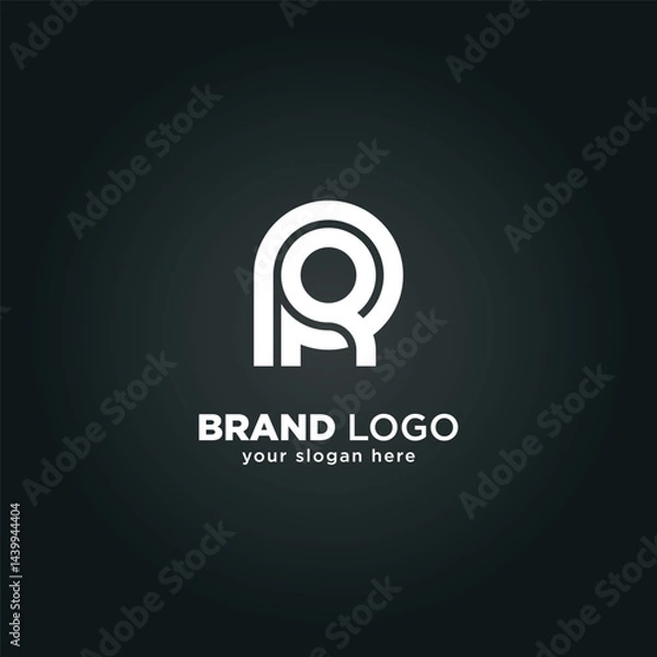 Fototapeta Alphabet Letter P and R Monogram Logo with Black Background.