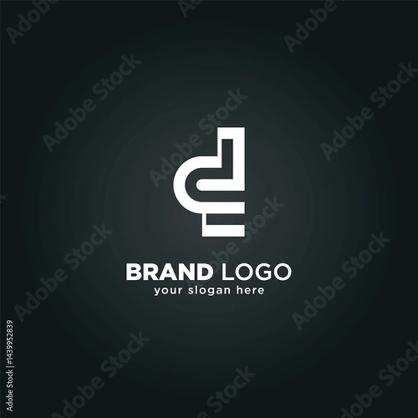 Fototapeta Creative Letter D and E Monogram Logo with Black Background.