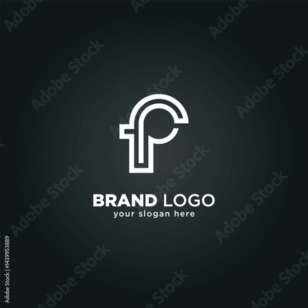 Fototapeta Creative Letter F and P Monogram Logo with Black Background.