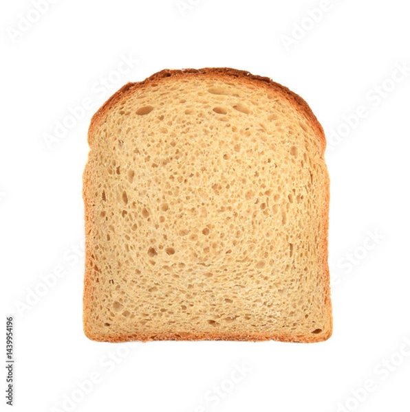 Fototapeta Slice of bread wheat in toast shape isolated on white view above