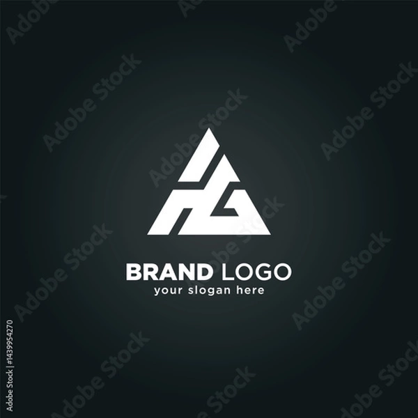Fototapeta Creative Letter H and G Monogram Logo with Black Background.