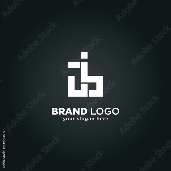 Fototapeta Creative Letter J and B Monogram Logo with Black Background.
