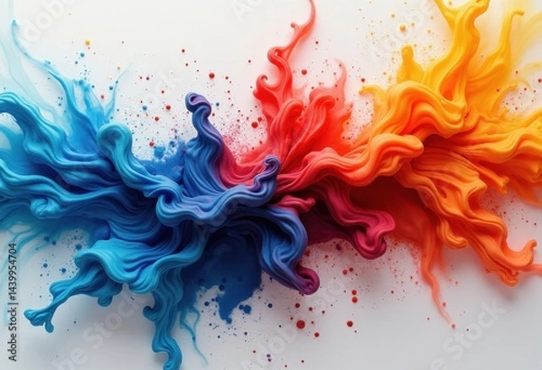 Fototapeta vibrant inks spilling texture paper artistic abstract color exploration fluid dynamics, acrylic, textures, design, paint, pigment, canvas, splash, brush, artwork