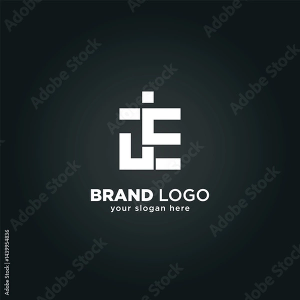 Fototapeta Creative Letter J and E Monogram Logo with Black Background.