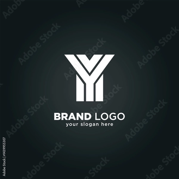 Fototapeta Creative Letter M and Y Monogram Logo with Black Background.