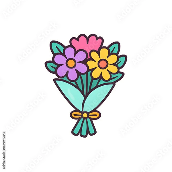 Fototapeta A charming bouquet of colorful flowers, perfect for conveying affection and appreciation, bursting with life and elegance, offers a gentle touch of nature's elegance.