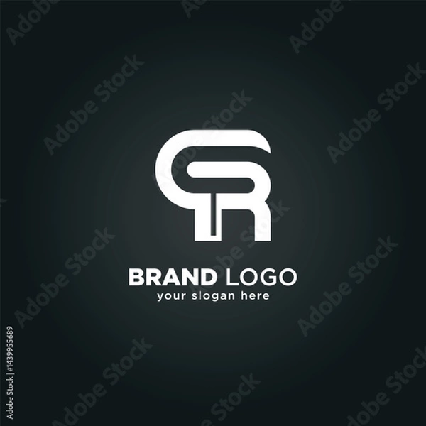 Fototapeta Creative Letter Q and R Monogram Logo with Black Background.