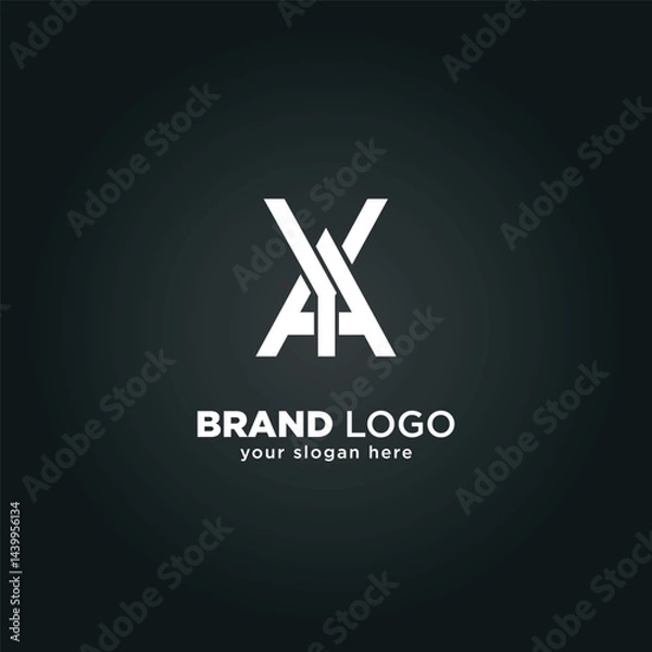 Fototapeta Creative Letter Y and A Monogram Logo with Black Background.