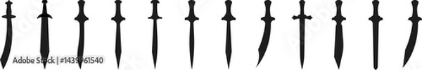 Obraz Swords in flat style and silhouettes isolated. Ancient and medieval swords. Vector illustration