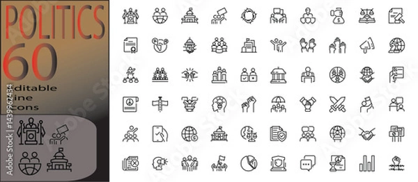 Fototapeta politics icon set cannot be edited already expanded and merged