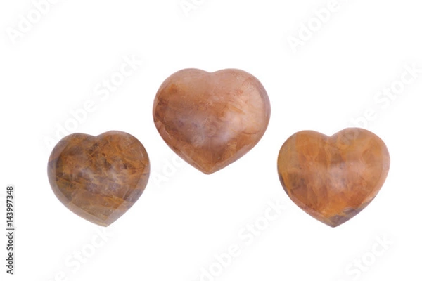 Obraz Golden healer quartz heart isolated on white background
