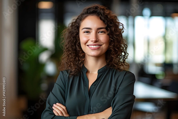 Obraz Beautiful woman smiling with crossed arms