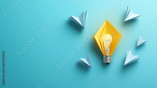 Obraz innovation, business, paper craft background origami