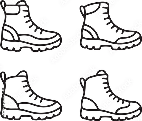 Fototapeta Hiking Boot collection of various Vector Illustration.