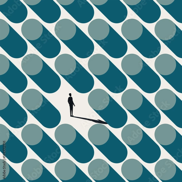 Fototapeta Lost in maze, business vector concept. Symbol of confusion, puzzle, contemplateion, opportunity. Minimal design eps10 illustration.