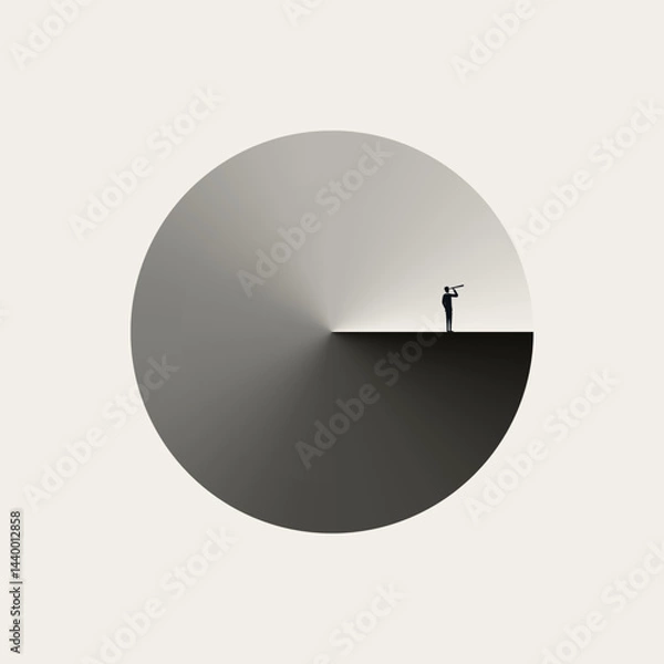 Fototapeta Business or career future vector concept. Symbol of vision, leadership, strategy. Minimal design eps10 illustration.