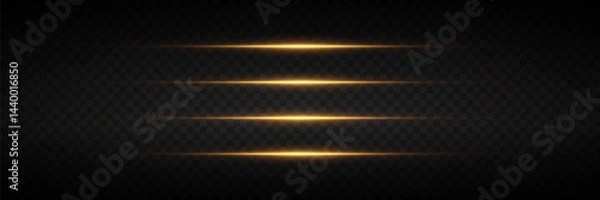 Fototapeta Horizontal laser line light effects. On transparent background.