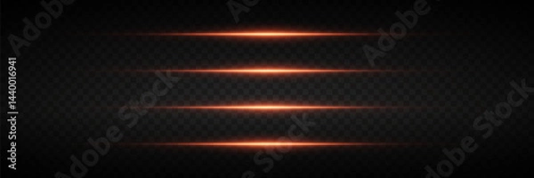 Fototapeta Horizontal laser line light effects. On transparent background.