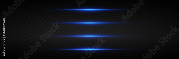 Fototapeta Blue light effects, neon flashes of lines. On a transparent background.