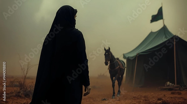 Obraz Hazrat Hussain, Muharram 10, Ashura Day, Muslim Religious Day, Islamic Calendar, Karbala Desert, Generative Ai