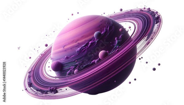 Obraz purple ring planet isolated on white background