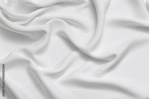Fototapeta White bridal fashion georgette fabric in a flatlay, top-down view. Its soft, flowing texture and elegant drape make it ideal for wedding dresses, luxury fashion, and sophisticated textile designs