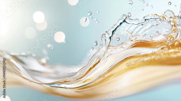 Fototapeta Glowing water splash with vibrant texture, creating mesmerizing visual effect that captivates viewer attention