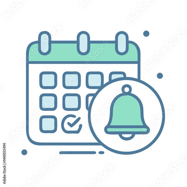 Fototapeta Reminder icon, Calendar with Bell, Reminder Application icon, Schedule notification