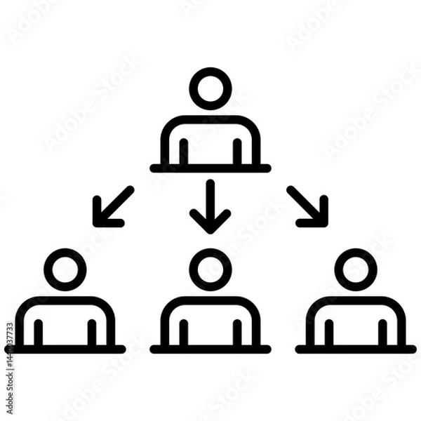 Fototapeta Delegation Icon – Teamwork and Leadership Symbol for Task Assignment, Management, and Workflow Efficiency
