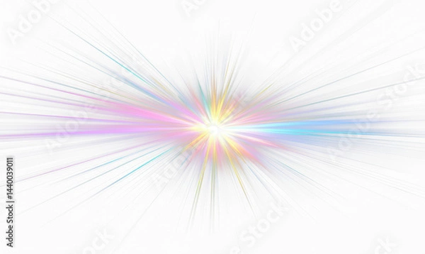 Fototapeta Vibrant Light Burst with Colorful Rays and Starburst Overlay Effect Isolate on Transparent Background, cutout, png