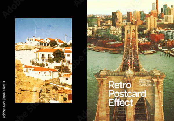 Fototapeta Cinematic Retro Paper Poster Photo Effect Mockup
