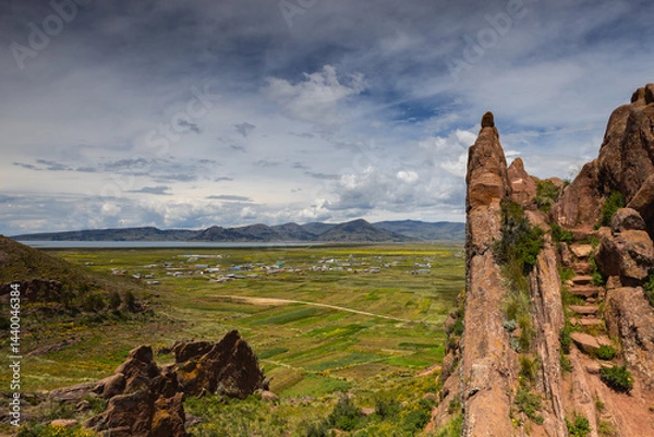 Obraz Reddish rock formations in Aramu Muru near Puno in Peru