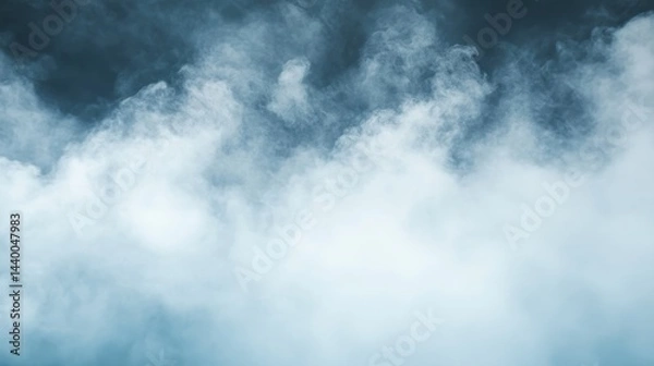 Fototapeta Rising mist effect with soft vaporous smoke fog overlay nature scene atmospheric background aerial view