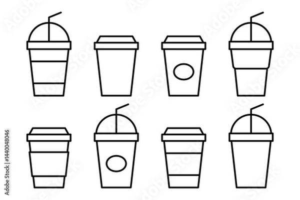 Obraz Vector isolated Beverage Cup icon set in black outline