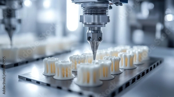 Fototapeta Automated manufacturing process with precision machinery creating intricate designs. additive manufacturing