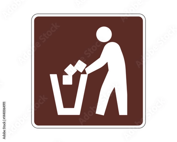 Fototapeta Litter Barrel Indication Traffic Sign for Promoting Proper Waste Disposal – High Quality Vectorial Stock Road Sign