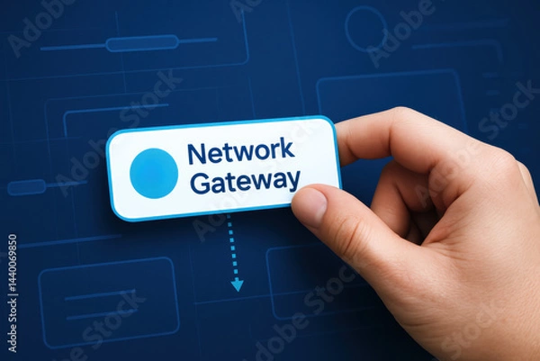 Fototapeta A aligns a digital interface element symbolizing a network gateway illustrating strategic decision-making and business efficiency in technology management