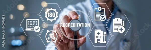 Obraz Healthcare accreditation process with digital interface