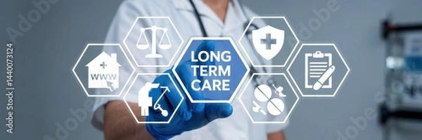 Fototapeta Interactive graphic displaying long-term care options.