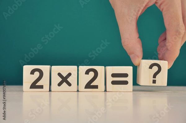 Obraz Simple math example 2x2 with a question mark.