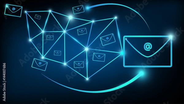 Fototapeta Abstract digital email marketing communications world