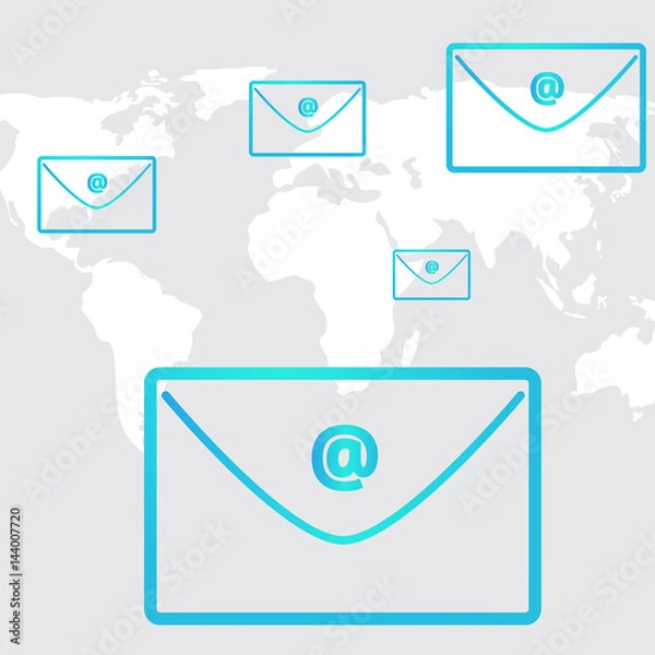 Obraz Business email social network in background world